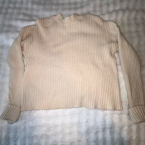 Women's Cream Ribbed Sweater